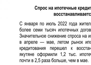 Спрос на ипотечные кредиты в Якутии восстанавливается